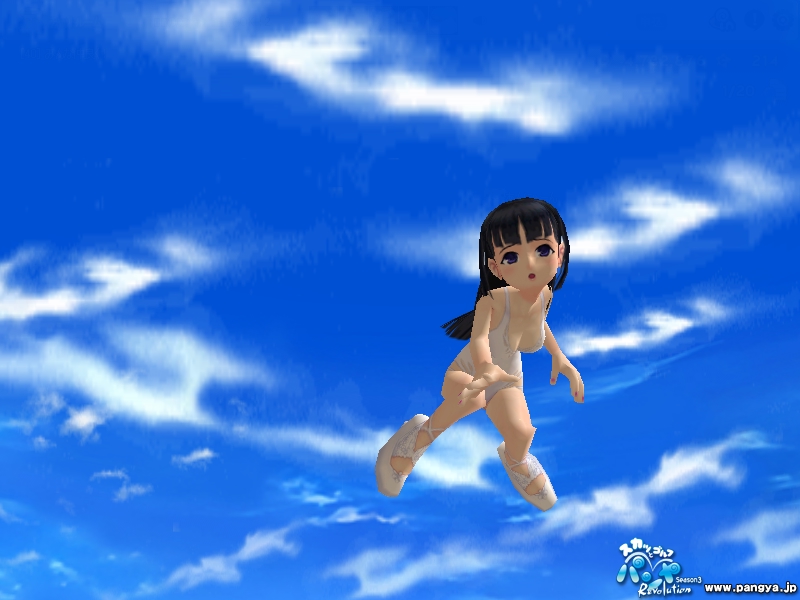 スクリーンショット　アリンの白水着ジャンプアニメーション　４３枚目